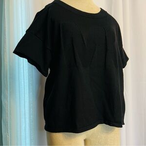 Michael Kors women’s Black logo knit Top  MK Logo Size M Crew Neck Short Sleeve
